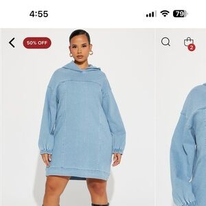 Fashion nova denim sweatshirt mini dress size Xl